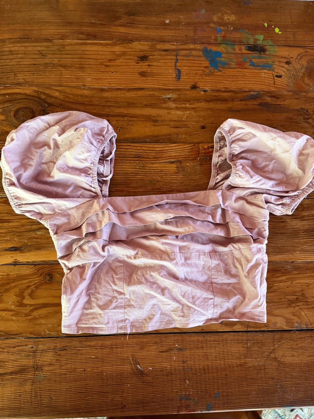 Sim & Sam pleated puff sleeve lilac blouse